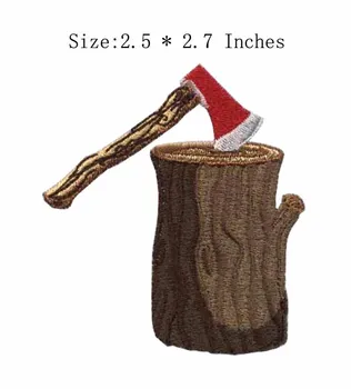 

Wooden and axe embroidery patch 2.5"wide iron-on patch/custom patch/patch logo