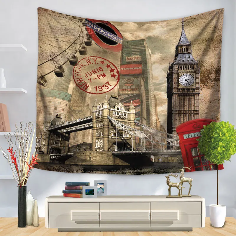 Европейский Романтический город Париж башня шаблон гобелен настенный для дома американский флаг декоративный полиэстер Настенный Ковер - Цвет: 11