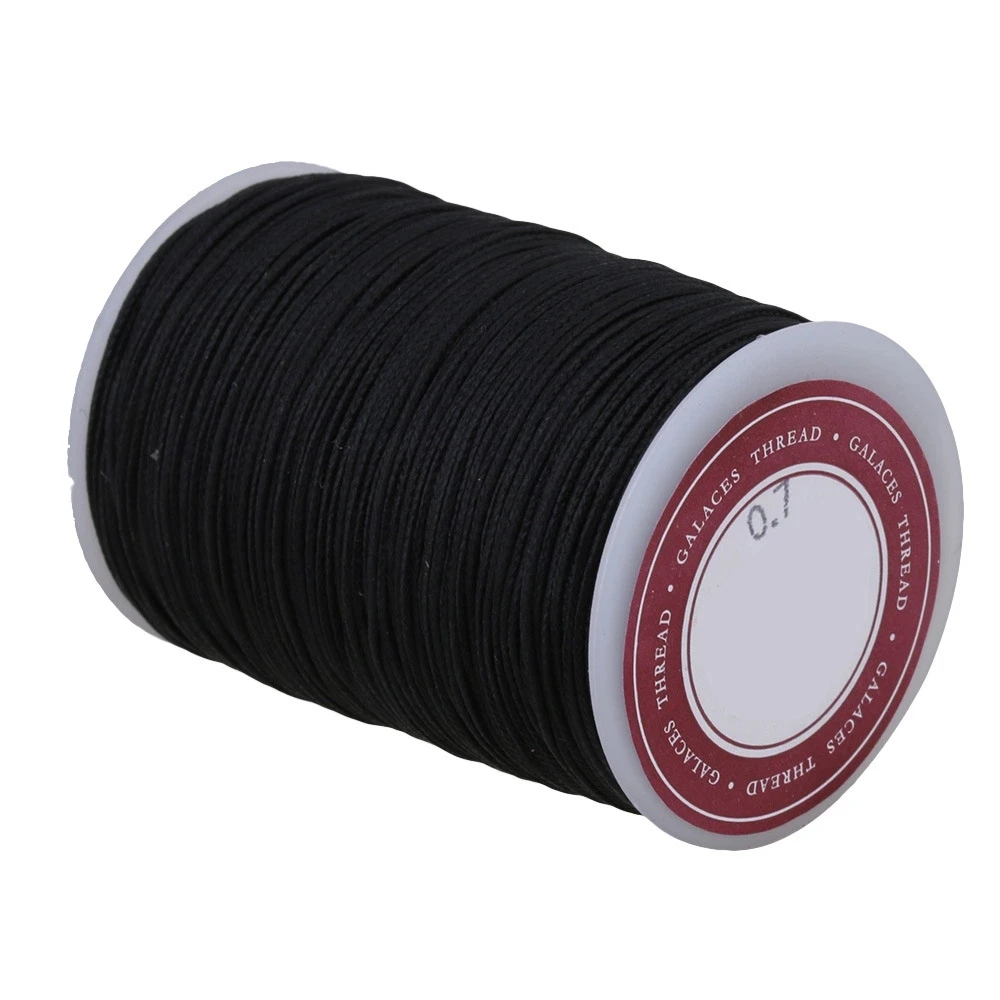 

Sewing Craft Polyester Linen Wax Linen Waxed Cord String Black 0.7mm Dia