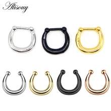 1 шт сплошной цвет поддельная Имитация пирсинга перегородка кольцо для пирсинга носа для мужчин женщин ноздри нос шпилька клип на кольцо в нос Украшения для тела