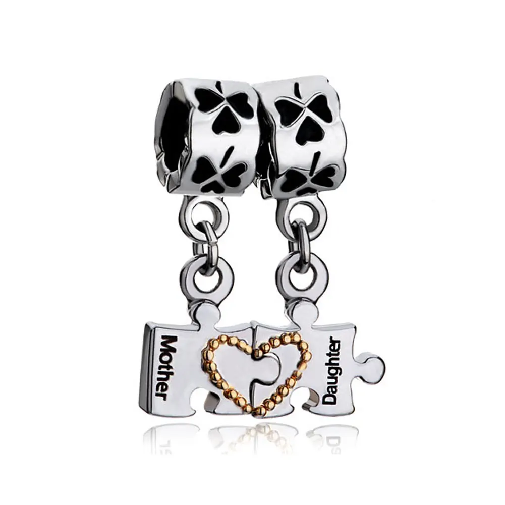 Silver Mother Mom Daughter Beads Fit Pandora Original Charm Bracelet Family Beads & Jewelry Makings