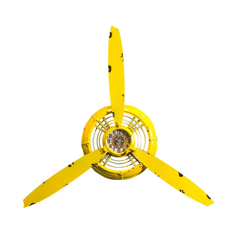 3 Color Industrial Air Plane Propeller Metal Wall Clock Mute and HD Display Aeroplane Retro Ornament Decor Crafts 5