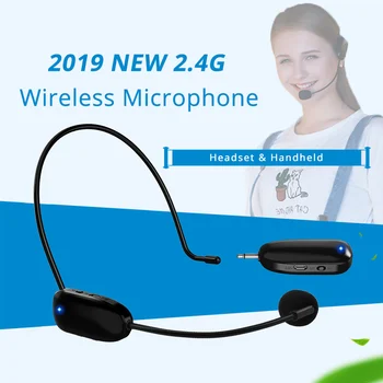 

2.4G Wireless Microphone Headset MIC Megaphone Loudspeaker 2 in 1 Handheld Portable for Speach Conference 3.5mm Plug Receiver