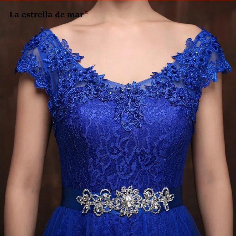 Длинное платье подружки невесты с V образным вырезом и кружевом|robes de demoiselle