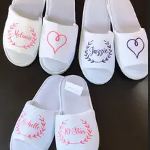 Новые пользовательские блеск Венок Свадебные тапочки, невесты и невесты имя тапочки, свадебные тапочки. девичник вечерние сувениры