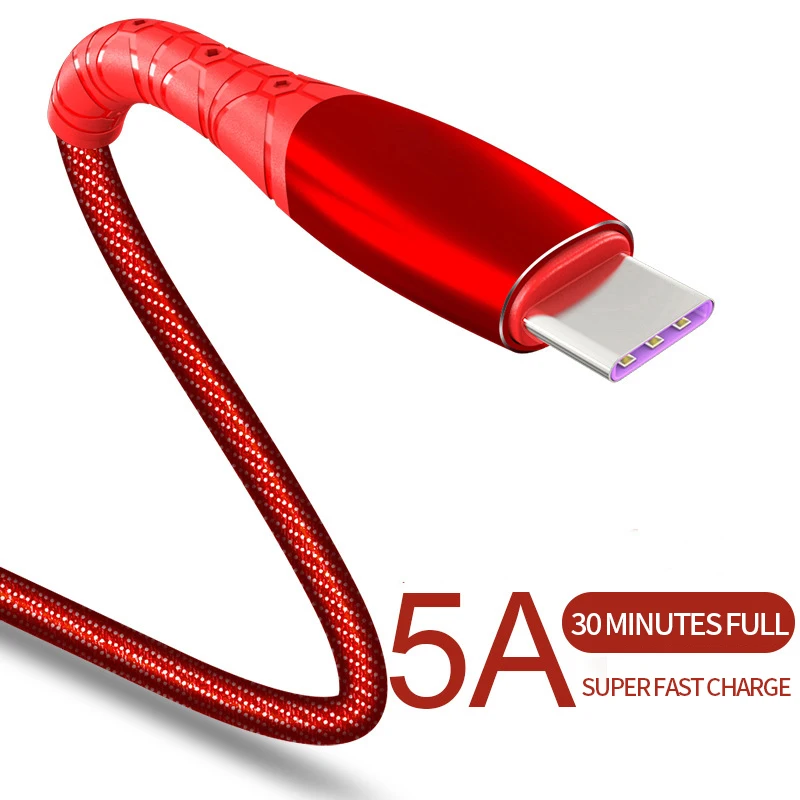 5A Supercharge USB Type C Cable for Huawei Mate 20 Pro P20 P30 Lite Quick Charge 3.0 Type-C Fast | Мобильные телефоны и