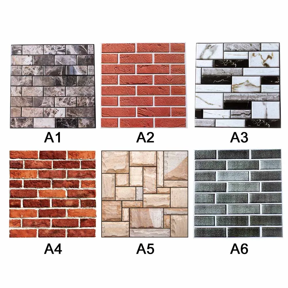 

PVC 3D Wall Sticker Tile Brick Self-adhesive Mosaic Living Room TV Background Bedroom Decor 3D Wall Decal
