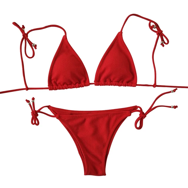 triangl red bikini