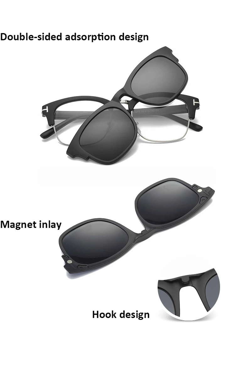 Optical Glasses Frame Men Eyeglasses Computer Prescription Half Frame male Spectacle Magnetic Clip On Sunglasses