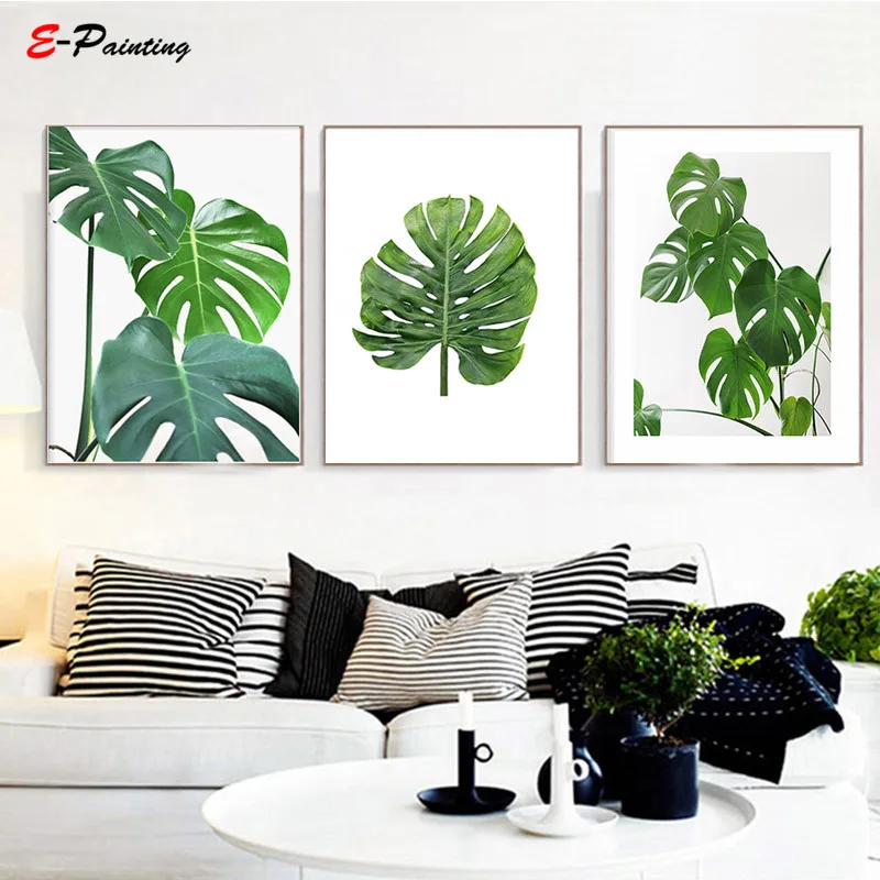 

Modern Canvas Wall Art Monstera Print Printable Green Plant Painting Poster Living Room Decoration Picture Home Decor