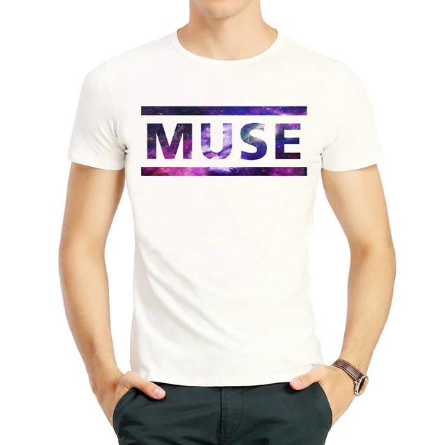 Muse Band T shirt Short Sleeve O Neck Fashion Mens White Color Trendy Band Muse Logo T shirt Top