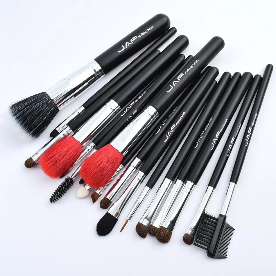 Skup JAF 18 sztuk makijaż zestaw pędzli naturalne Super miękkie czerwone kozie włosy i kucyk włosia końskiego Studio na kosmetyki do makijażu dla wizażysty szczotki J1813AY B