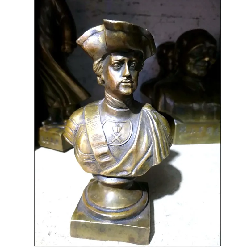 Preise Russische Zaren NICHOLAS II Samurai Büste Statue Bronze Statue Figuren Kunst Handwerk Hause Dekoration L3429