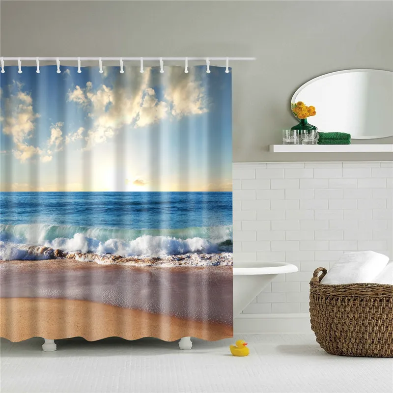 Морской пейзаж, Пляжная 3D ткань, полиэстер, занавеска для душа, s в ванной, занавеска для душа, водонепроницаемая, занавеска для ванны, cortina de ducha - Цвет: TZ170442