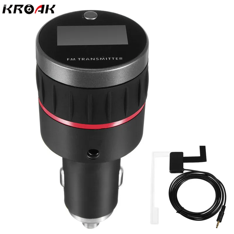 

KROAK 12/24V Universal Car DAB FM Transmitter Radio Receiver Tuner Antenna USB Charger