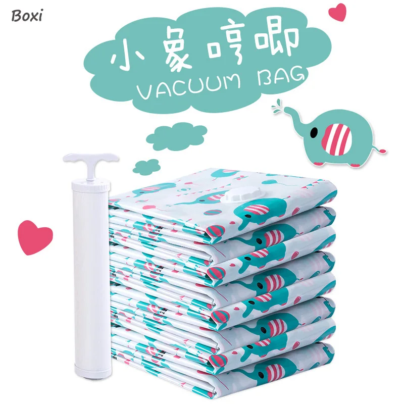 

Boxi New Cute Elephant Organizer Vacuum Storage Bag Eco Friendly Products Suitcase Travel Clothes Storage Bags Closet Organizer