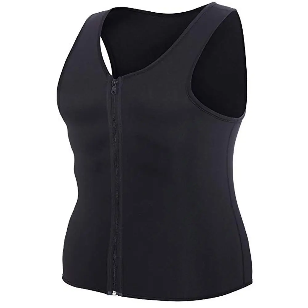 

Men Waist Vest for Weightloss Hot Neoprene Corset Body Shaper Zipper Tank Top