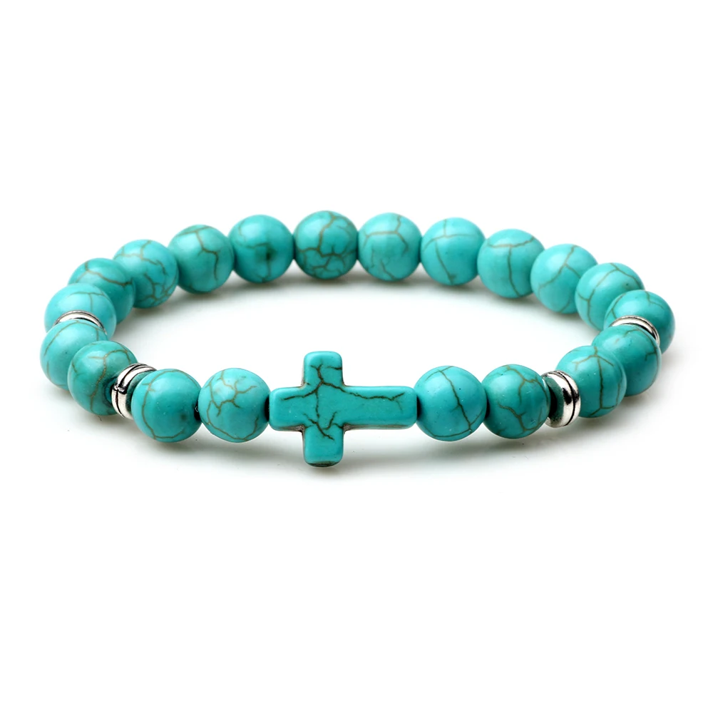 

NANBO SPX8757 New Fashion Bohemian Blue Stone Cross bracelets & bangles LGBT Fine Jewelry For Women and Men