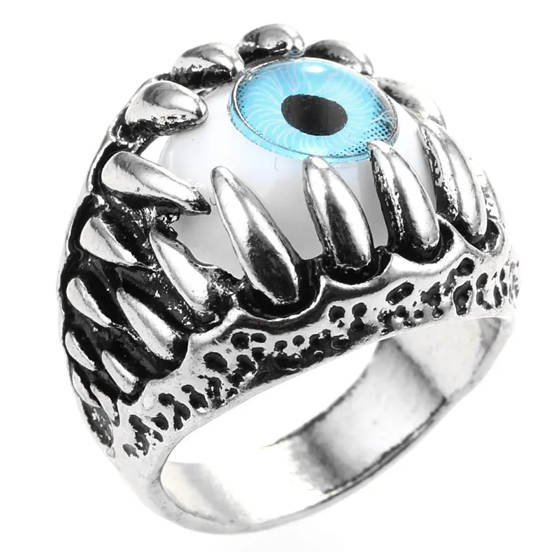 

Hot Eye of The Devil Scary Teeth Vintage Silver Men's Finger Ring (Size #6-#10)