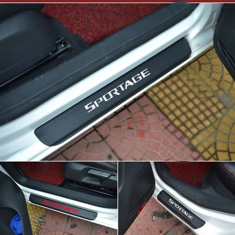 4PCS carbon fiber vinyl sticker Car Door Sill Scuff Plate for KIA Sportage Parts Accessories 4PCS carbon fiber vinyl sticker Car Door Sill Scuff Plate for KIA Sportage Parts Accessories