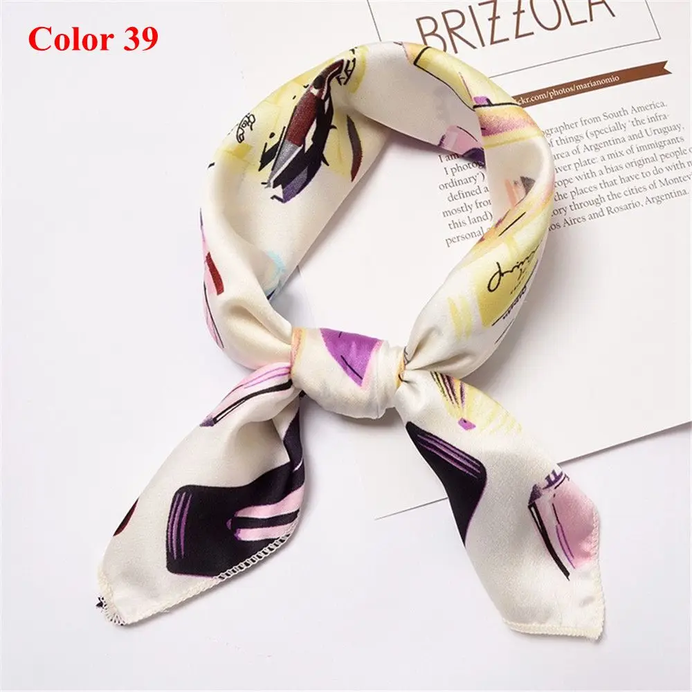 HOOH 1 шт. Модный женский винтажный квадратный шарф Шелковый атласный шарф облегающий элегантный головной убор повязка для волос лента для волос 50*50 см - Цвет: Color 39