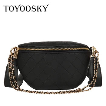 

TOYOOSKY Multi-use Women Leather Belt Bag Quilted Plaid Phone Pouch Fanny Pack Luxury Brand Female Waist Chest Crossbody Bag