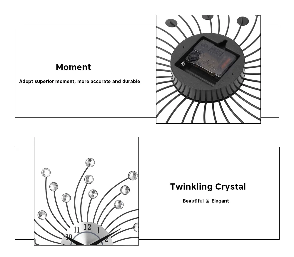 3D большие настенные часы Металлические Хрустальные современные украшения дома бесшумные часы для гостиной офиса 2018ing