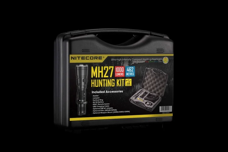 NITECORE MH27 MH17UV Охотничий комплект 1000LM 4xleds хайлайтер Шестерни Охотничий Тактический военный поисковый фонарь фонарик BoxSets чехол