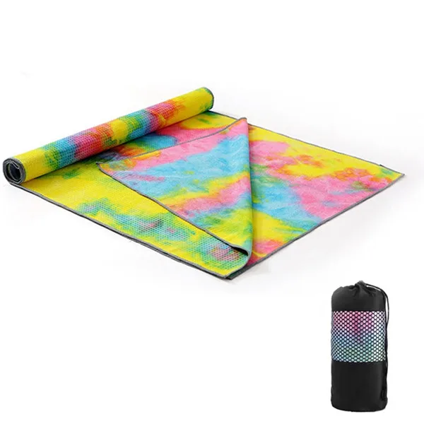 183x63cm Non-Slip Yoga Towel Soft Travel Sport Fitness Exercise Yoga Pilates Mat Tie-dye Printed Blanket Yoga Mat - Color: Beige