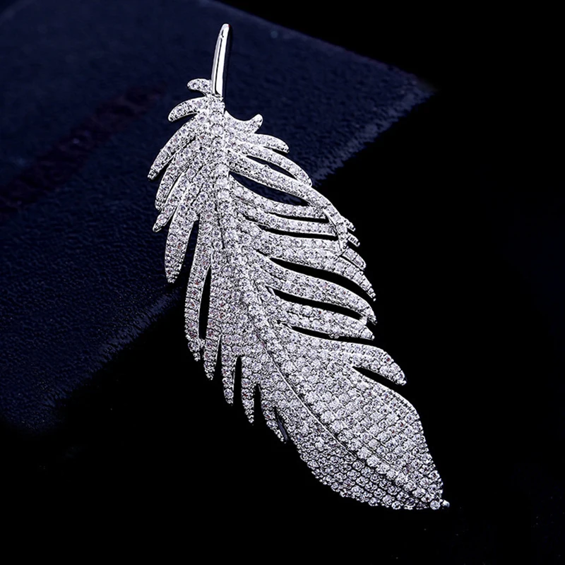 

Fashion clothing brooch shining crystal zircon leaves brooch ladies party clothing decorations holiday set accessories XDPQQ
