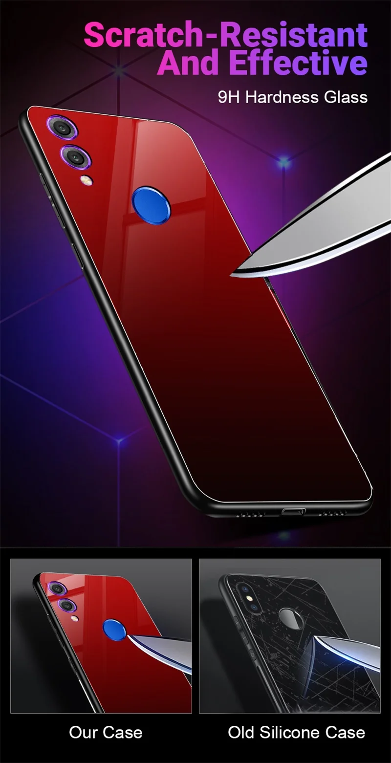 Gradient Glass Case For Huawei Honor 8X 9 Lite 10 Color Phone Case For Huawei P20 Lite P Smart Plus Nova 3i Luxury Cover Shell