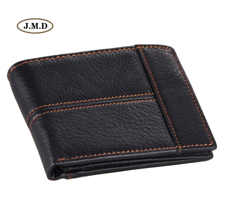 

J.M.D New Style Genuine Leather Men's Fashion Wallet Card Holder Money Holder Photo Window Zipper Poucht Portable Purse 8064A/C