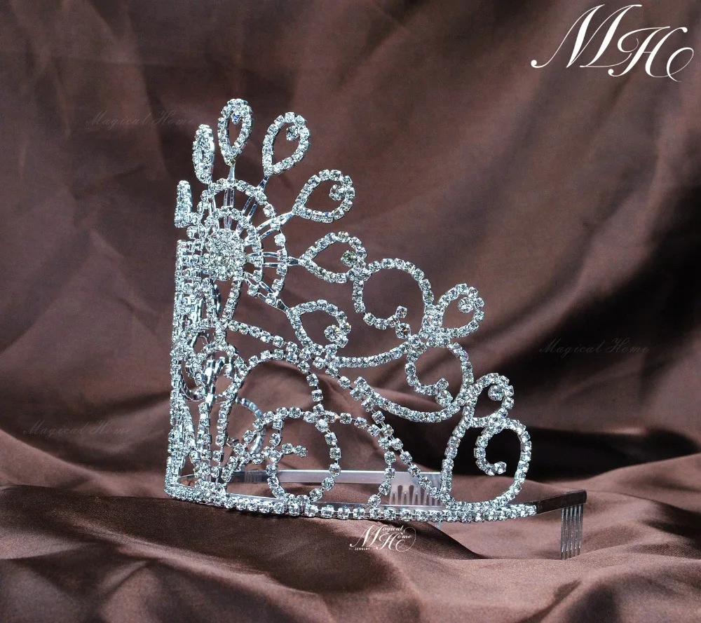 Тиара Свадебная с цветами и гребнем 5 дюйма для выпускного вечера|bridal tiara|tiara