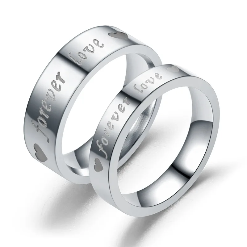 Cute 12 Sets/lot Stainless Steel Couple Rings Set for Women Men Mix Size Gothic Love Letter Wedding Engagement Rings Jewelry