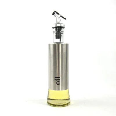 Home Stainless Glass Steel Containeroil Storage Pot Grease Nozzle Soy Sauce Bottle Seasoning Bottle Kitchen Items Accessories - Цвет: oil