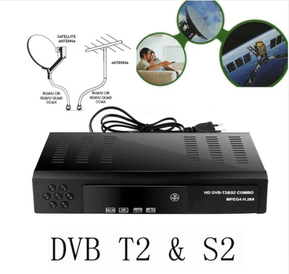 DVB-T2 приемный спутниковый ТВ приемник Поддержка DVB-S2 тюнер Biss ключ декодер H.264 1080p