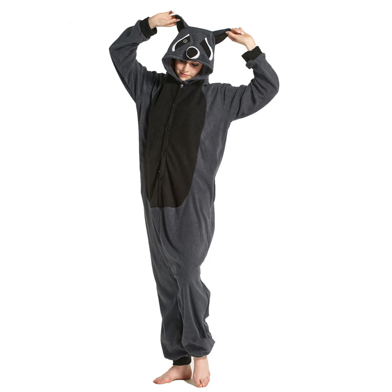 Raccoon Pajamas Women Adult Animal Cosplay Costume Christmas Kigurumi Sleepwear