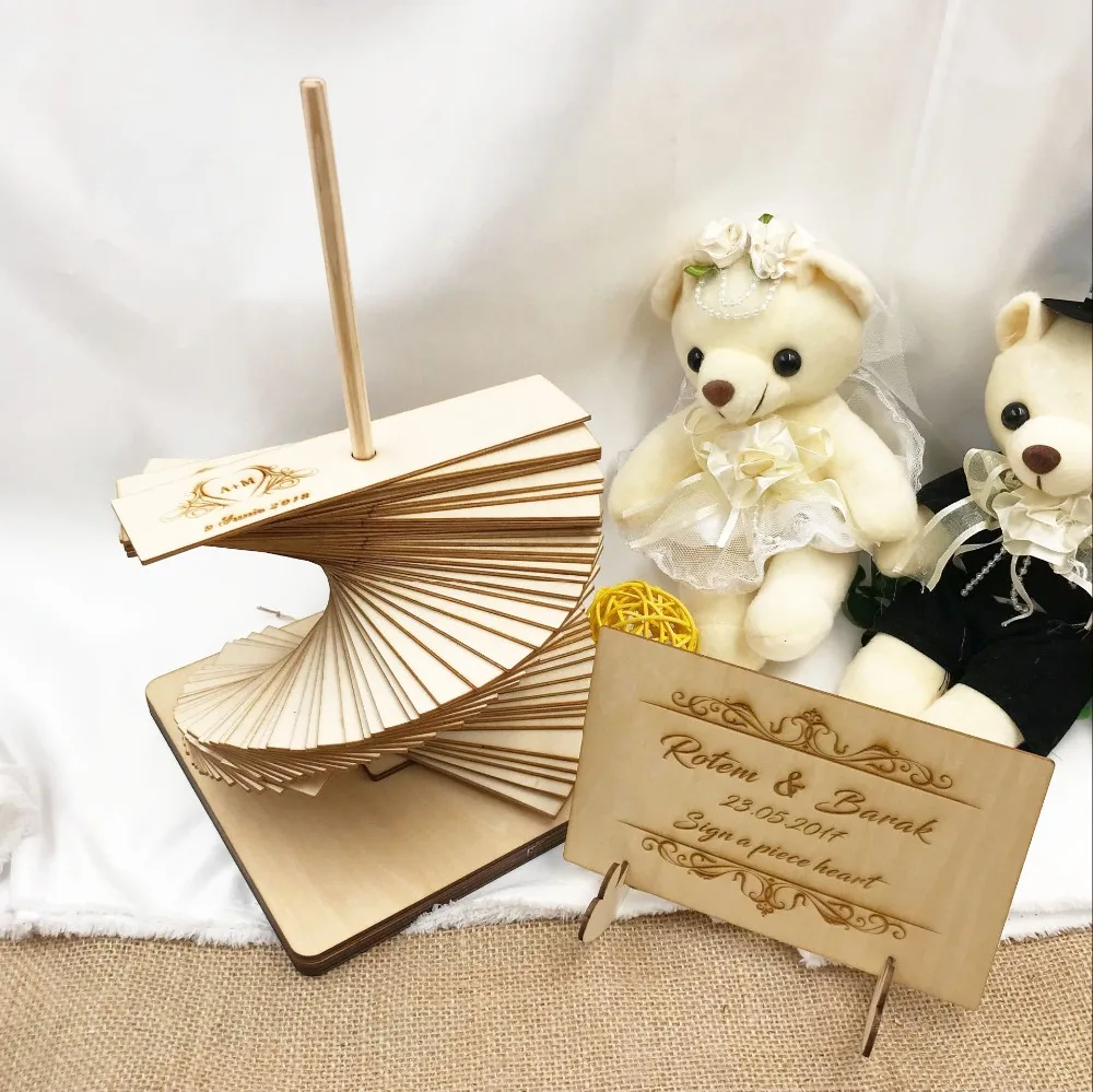 Wedding  Guest Book, Personalised Drop Top Wedding Guestbook Album, Personalized Wooden Guest Book Alternative Bridal Shower Wedding Gifts