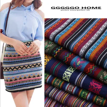 

GGGGGO HOME,Polyester/spandex Bohemia style yarn dyed fabric for lady skirt/cushion/sofa/table cloth/curtain/bag home decoration