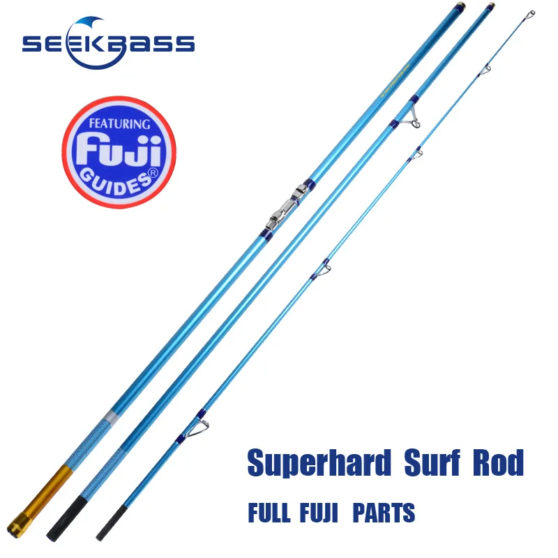 

SEEKBASS Japan Quality Distance Throwing Rod Full Fuji Surf Rod 4.2M 46T high-carbon 3 Sections 100-250G Surf casting rods