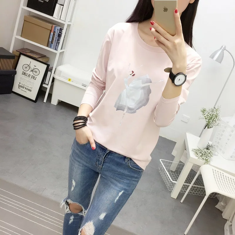 Осенняя Корейская Женская harajuku футболка с длинным рукавом Женская Полосатая Лоскутная футболка ulzzang женские футболки повседневные простые тонкие Топы - Color: Xian 127 fen