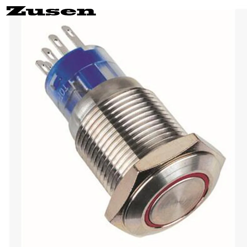 

Zusen 16mm latching type illuminated on-off push button switch(GQ16F-11ZE/R/12V/S)