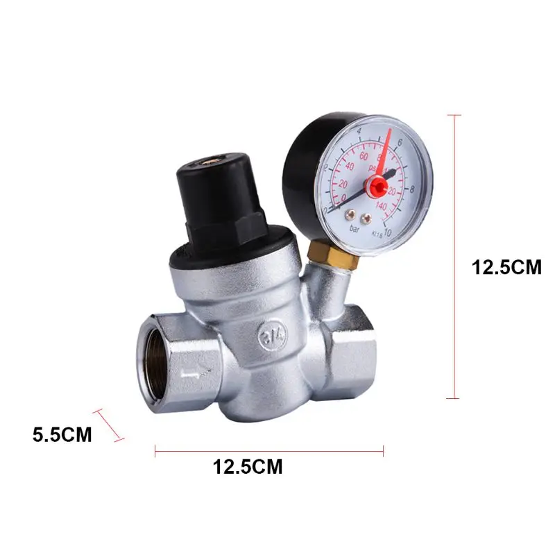 DN15/20 снижение давления воды клапан регулятор 3/4 латунь Coopper Chrom с манометром qiang