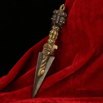 

From Tibetan temple, handmade copper inlaid with black iron auspicious great magic pestle, for Guard house, exorcise evil spiri