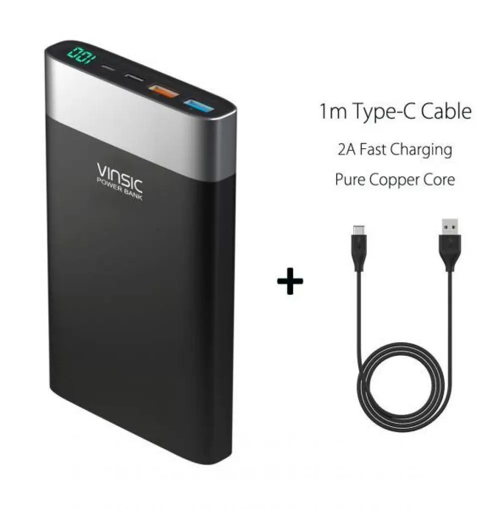Vinsic 20000 mAh power Bank Быстрая зарядка 3,0 двухсторонняя Быстрая зарядка type-C двойное зарядное устройство USB для i Phone X 8 8 Plus MI - Цвет: 3