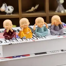 4pcs/set Kong Fu Little Monk Figurines Car Dolls Home Decor Desktop Shaolin Temple Monks Toys Car Accessories Ornament #A40