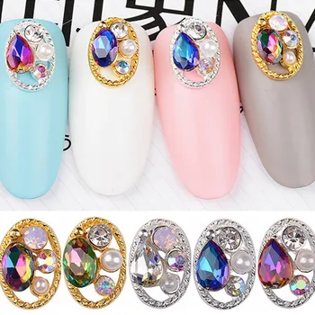 

10pcs Mixed style Nail Art Decoration Rhinestones 3D metal Hollow Oval frame glitter studs nails accessoires Manicure DIY tools