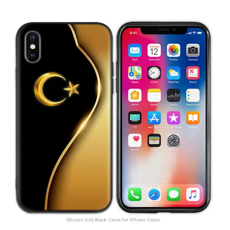 Turkey Turkish Flag Black Scrub Anti-knock TPU Silicone Case Cover for iPhone X XS XR XS 11 11Pro Max 7 8 6 6S 5 5S SE Plus - Цвет: A011