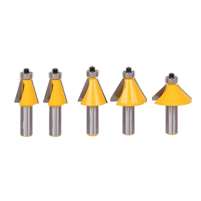

5 Pc 1/2 Inch Shank Chamfer Router Bit Set 11.25Degree 15Degree 22.5Degree 30Degree 45Degree Cutter Wood Working