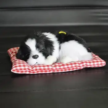 

Polyethylene&furs black&white dog about 13x18cm sounds barking dog model handicraft car ornament home decoration gift d2417